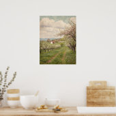 Vintage Spring Blossom Orchard Cottage Art Poster (Keuken)