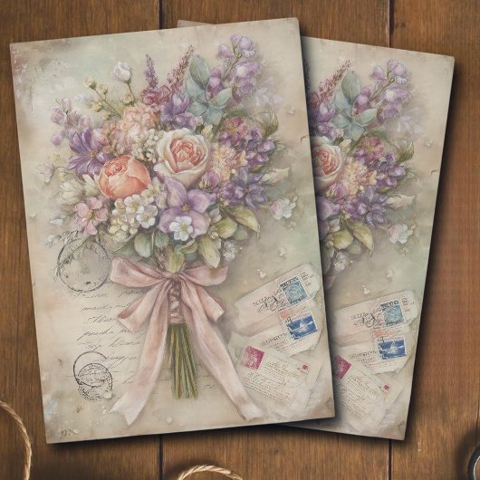 Vintage Spring Floral Bouquet Ephemera Decoupage  Tissuepapier