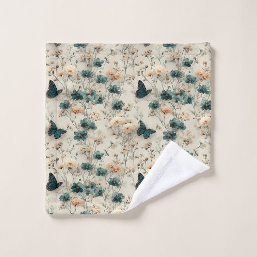 Vintage Spring Flowers and Butterflies Bad Handdoek (Wasdoekje)