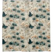 Vintage Spring Flowers and Butterflies Douchegordijn (Voorkant)