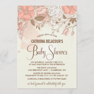 Vintage Spring Flowers Baby shower Uitnodiging