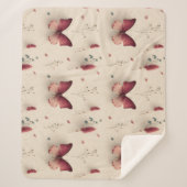 Vintage Spring Flowers & Blush Butterfly Sherpa Deken (Voorkant)