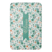 Vintage Spring Green Floral Personalized Badmat (Voorkant Verticaal)