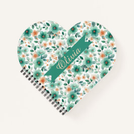 Vintage Spring Green Floral Personalized Notitieboek