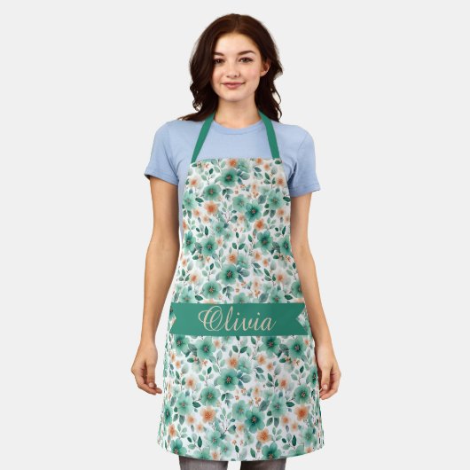 Vintage Spring Green Floral Personalized Schort (Gedragen)