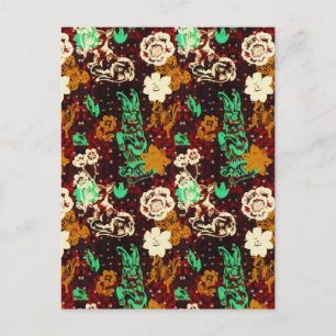 Vintage Spring Greenery Garden Rabbit Flowers Briefkaart