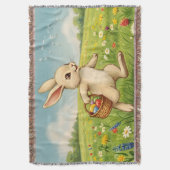 Vintage Spring Meadow Easter Bunny Deken (Voorkant Verticaal)