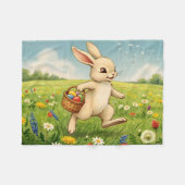Vintage Spring Meadow Easter Bunny  Fleece Deken (Voorkant (Horizontaal))