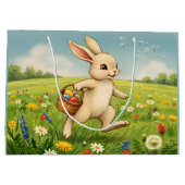 Vintage Spring Meadow Easter Bunny Groot Cadeauzakje (Achterkant)