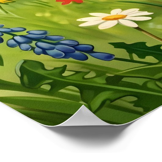 Vintage Spring Meadow Easter Bunny Poster (Hoek)