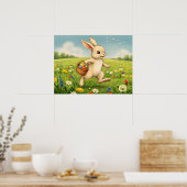 Vintage Spring Meadow Easter Bunny Poster (Keuken)