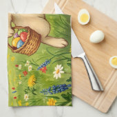 Vintage Spring Meadow Easter Bunny  Theedoek (Quarter Fold)