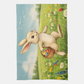 Vintage Spring Meadow Easter Bunny  Theedoek (Verticaal)