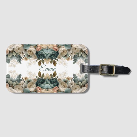 Vintage Spring Rose Garden Personalized Bagagelabel (Voorkant (horizontaal))