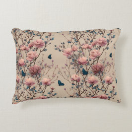 Vintage Spring Roses with Blue Butterflies Accent Kussen