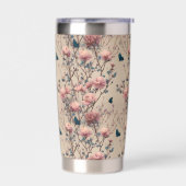 Vintage Spring Roses with Blue Butterflies Geïsoleerde Drinkbeker (Links)