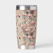 Vintage Spring Roses with Blue Butterflies Geïsoleerde Drinkbeker (Achterkant)