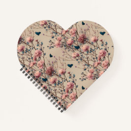 Vintage Spring Roses with Blue Butterflies Notitieboek