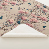 Vintage Spring Roses with Blue Butterflies Sherpa Deken (3/4)