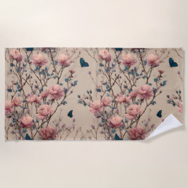 Vintage Spring Roses with Blue Butterflies Strandlaken