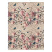 Vintage Spring Roses with Blue Butterflies Tafelkleed (Voorkant)
