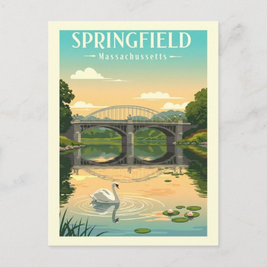 Vintage Springfield Massachusetts Briefkaart (Voorkant)