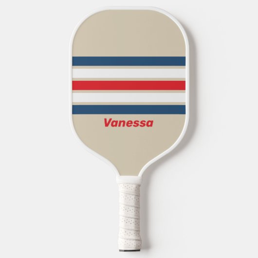 Vintage Squadron Over Gestreept met Naam Pickleball Paddle (Voorkant)
