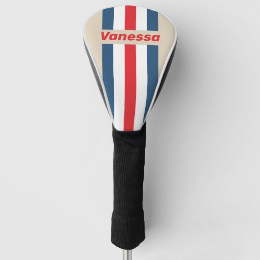 Vintage Squadron Speld Gestreept met Naam Golfheadcover (Voorkant)