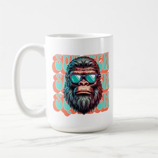Vintage Squatch Retro Stijl Comic Pop Art Koffiemok (Links)