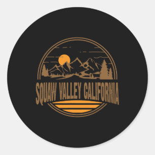 Vintage Squaw Valley Californië Berg Wandelen Pr Ronde Sticker