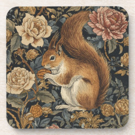 Vintage Squirrel and Flowers Pattern Bier Onderzetter