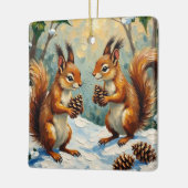 Vintage Squirrels Gathering Pinecones Christmas Keramisch Ornament (Links)