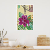 Vintage Sri Lanka Flower Print - Postage Stam (Keuken)