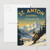 Vintage St. Anton Austria Skier Skiing Briefkaart (Voorkant / Achterkant)