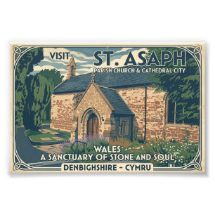 Vintage St Asaph Wales Reisposter - Wales Foto Afdruk