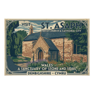 Vintage St Asaph Wales Reisposter - Wales Perfect Poster