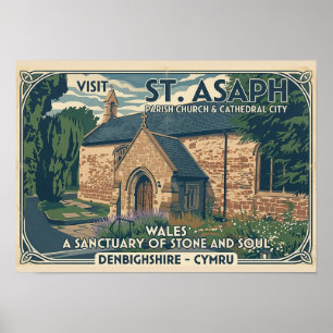 Vintage St Asaph Wales Reisposter - Wales Poster