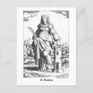 Vintage St. Barbara Medieval Saint Art Coloring Briefkaart