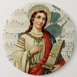 Vintage St. Cecilia Patron Sint Musicians Ronde Button 6,0 Cm