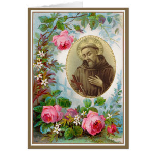 Vintage St. Francis van Assisi met Crucifix-Rozen