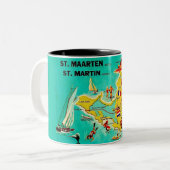 Vintage St Martin Eiland Kaart Mok (Voorkant links)