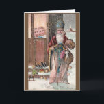 Vintage St. Nicholas Christmas Greeting Card Feestdagen Kaart<br><div class="desc">Victorian / Vintage Christmas greeting card.  Two adorable children looking out the window at St. Nicholas!  Christmas Greetings!</div>