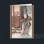 Vintage St. Nicholas Christmas Greeting Card Feestdagen Kaart<br><div class="desc">Victorian / Vintage Christmas greeting card.  Two adorable children looking out the window at St. Nicholas!  Christmas Greetings!</div>