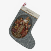 Vintage St. Nicholas with Children Needlepoint Grote Kerstsok (Voorkant (Hangend))