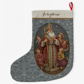 Vintage St. Nicholas with Children Needlepoint Grote Kerstsok (Achterkant)