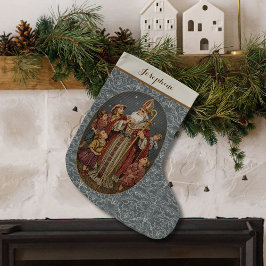 Vintage St. Nicholas with Children Needlepoint Grote Kerstsok