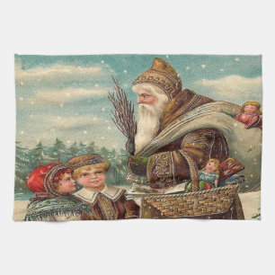 Vintage St. Nicolas Gifts for Kids Kerstmis Theedoek