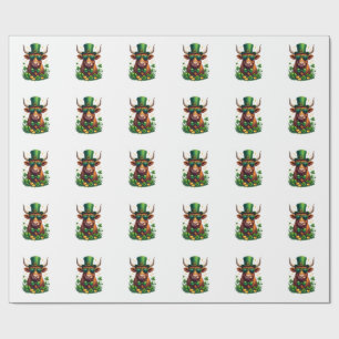Vintage St. Patrick-dag Hoogland Koe met Shamrock Cadeaupapier
