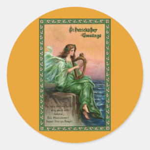 Vintage St. Patrick's Day. Ballingschap van Erin B Ronde Sticker