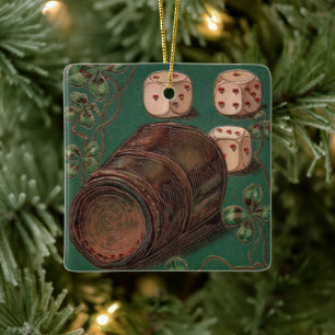 Vintage St. Patrick's Day, Geluk Ierse Dobbelstene Keramisch Ornament